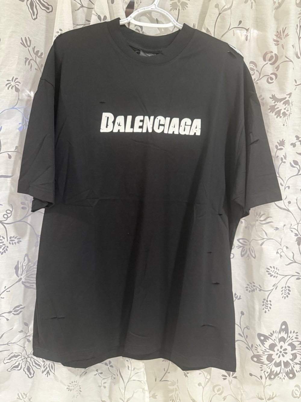 Balenciaga Black Tee with White Logo large oversized like XL